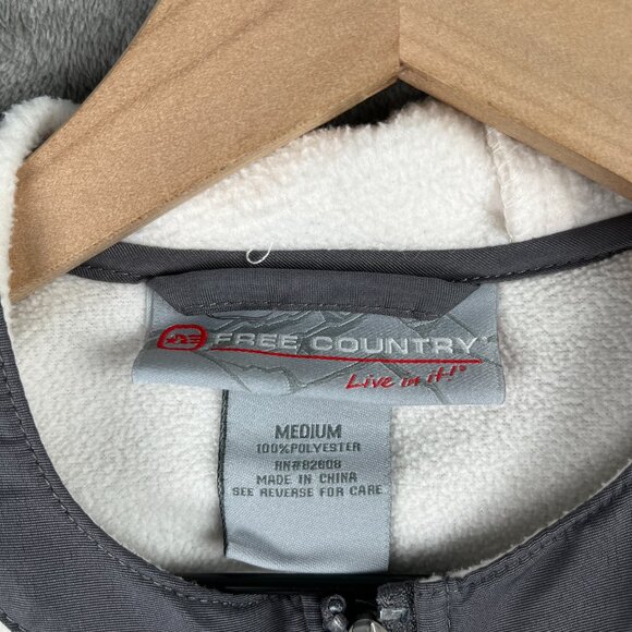 Free Country Women’s Medium Ivory Gray Hooded Fleece Softshell Jacket Outdoor - Picture 5 of 12